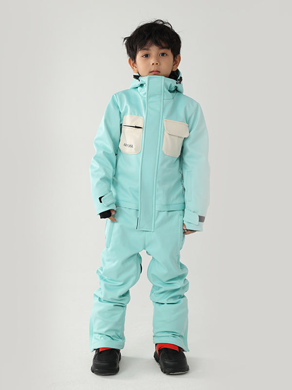 Kinder-Winterkrieger-Block-Einteiler-Schneeanzug mit Luftpose