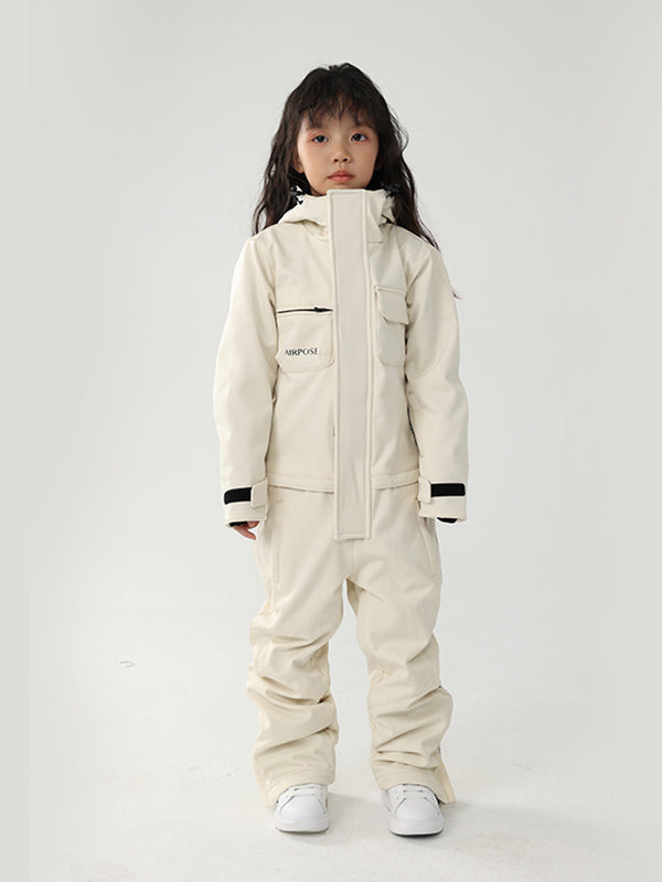 Kinder-Winterkrieger-Block-Einteiler-Schneeanzug mit Luftpose