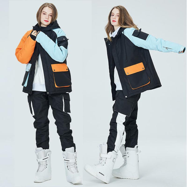 Arctic Queen Damen-Schneeanzüge mit Farbblock-Design in Divided Sky