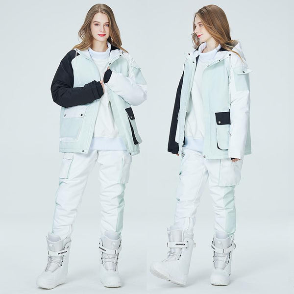 Arctic Queen Damen-Schneeanzüge mit Farbblock-Design in Divided Sky