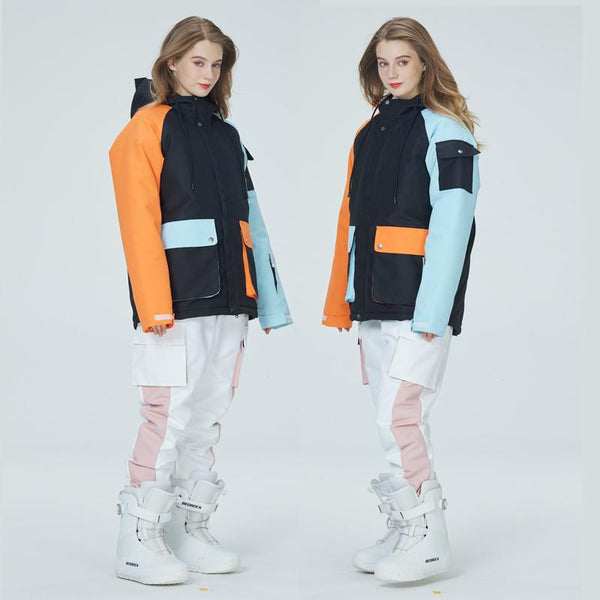 Arctic Queen Damen-Schneeanzüge mit Farbblock-Design in Divided Sky