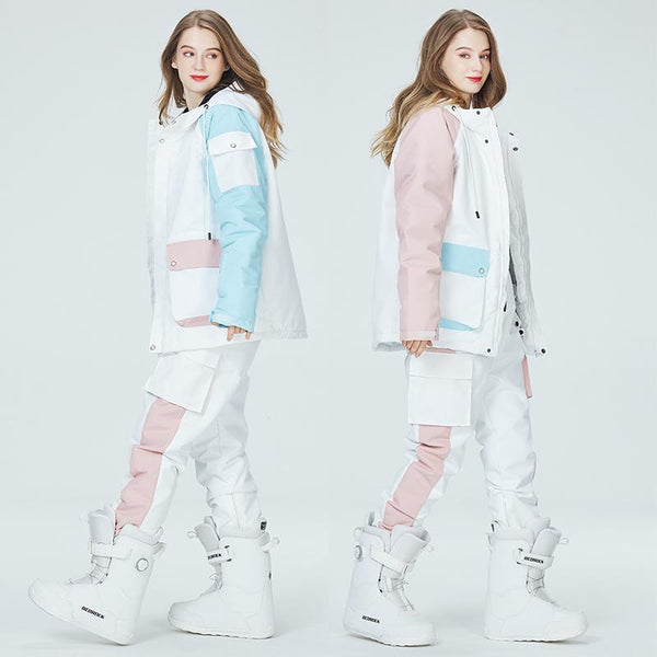 Arctic Queen Damen-Schneeanzüge mit Farbblock-Design in Divided Sky