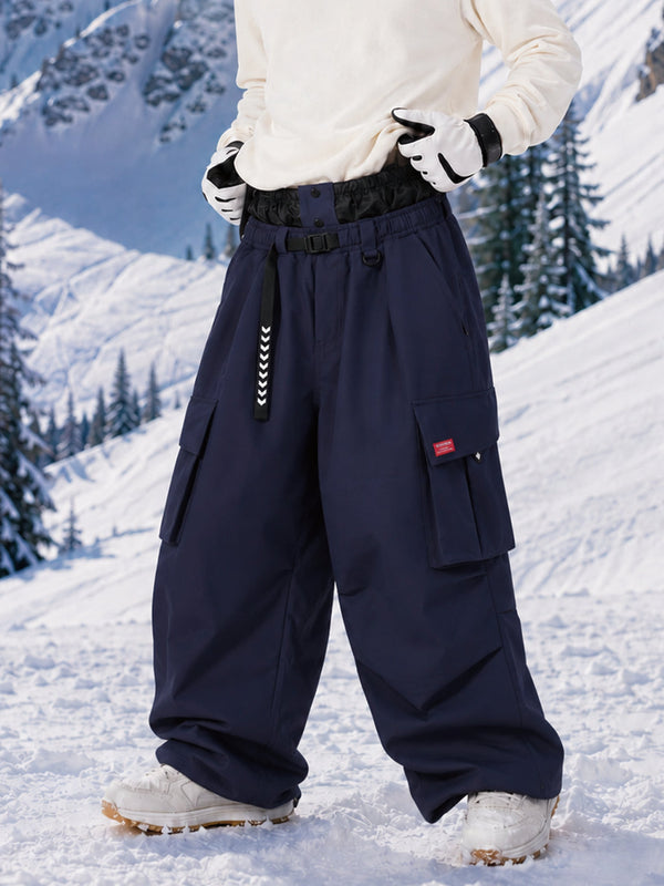 Pantalon de ski cargo ample et utilitaire pour homme – Modèle à ceinture de ville multipoches