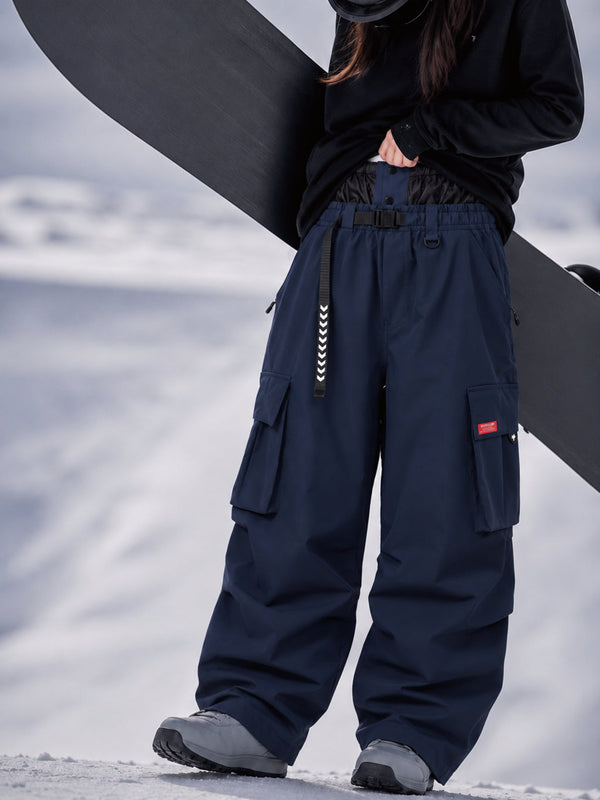 Damen-Street-Utility-Cargo-Schneehose im Baggy-Stil – Design mit mehreren Taschen und Gürtel