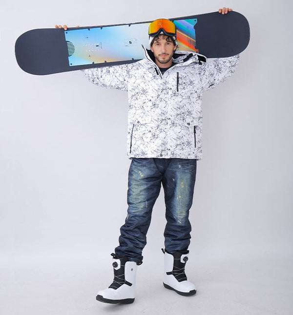 Wasserdichte Skijacke mit Kapuze und Schneeeulenmotiv für Herren und Unisex