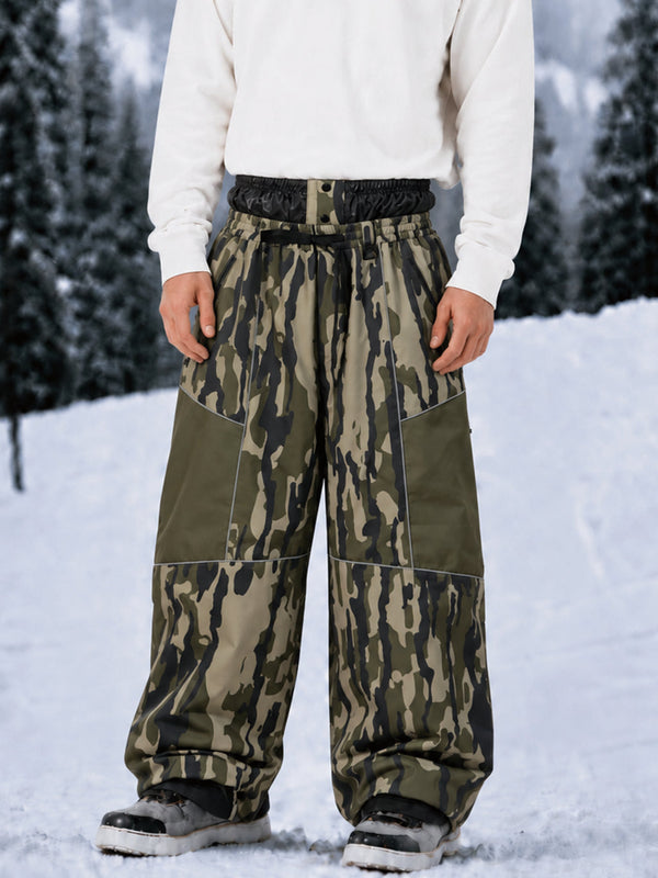 Pantalon de ski Wild Motion Super Baggy pour homme – Multi-poches, design à blocs de couleurs réfléchissants