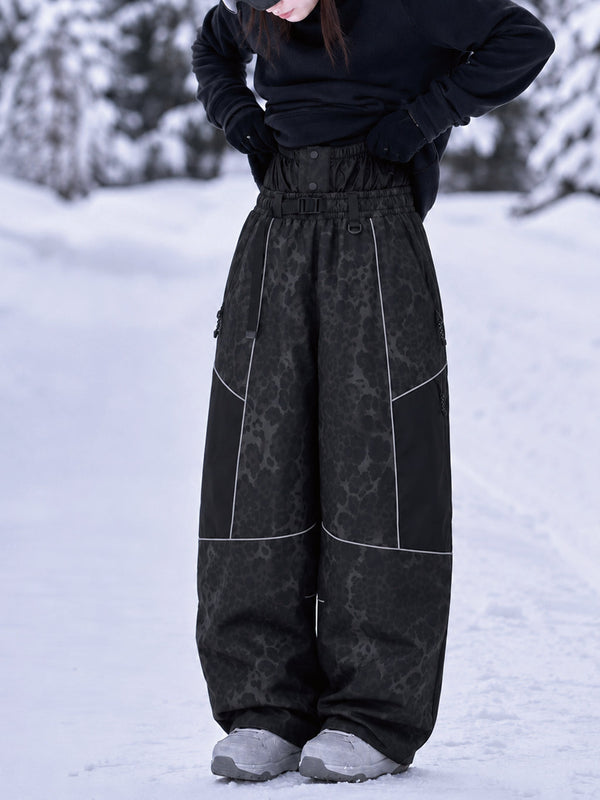 Wild Motion Super Baggy Schneehose für Damen – Reflektierendes Colorblock-Design mit mehreren Taschen