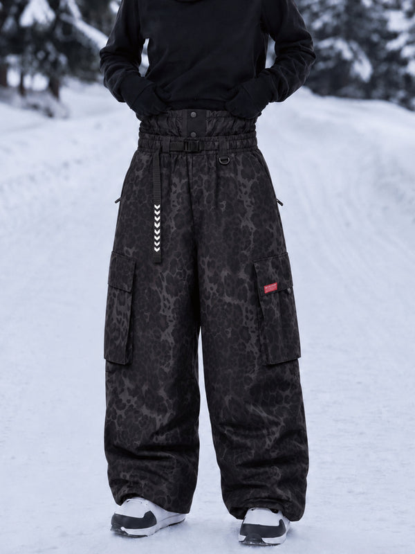 Damen-Street-Utility-Cargo-Schneehose im Baggy-Stil – Design mit mehreren Taschen und Gürtel
