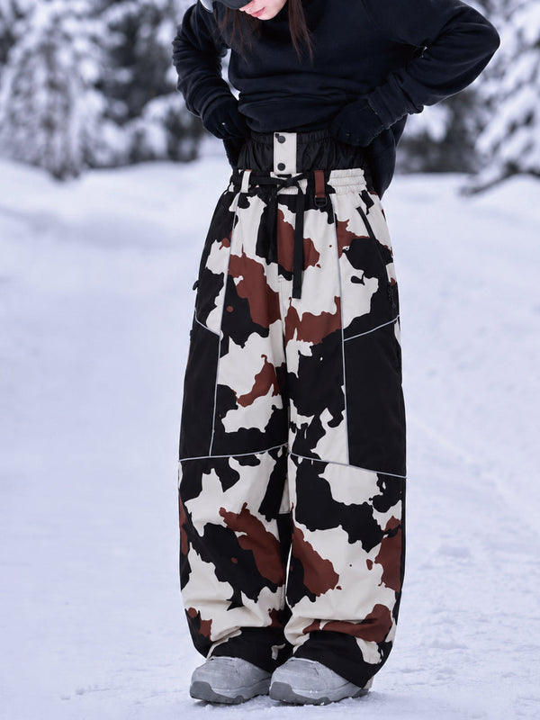 Wild Motion Super Baggy Schneehose für Damen – Reflektierendes Colorblock-Design mit mehreren Taschen