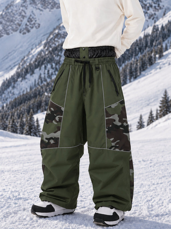 Pantalon de ski Wild Motion Super Baggy pour homme – Multi-poches, design à blocs de couleurs réfléchissants