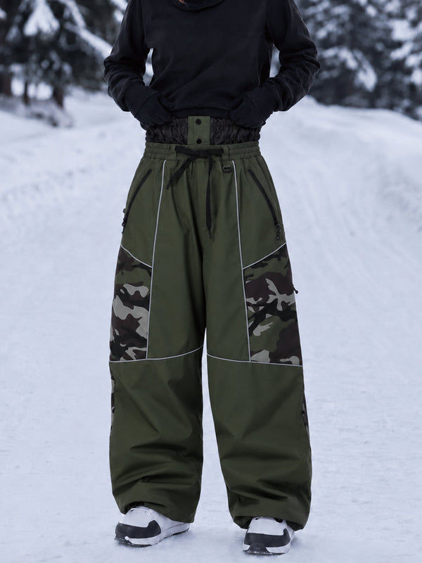 Wild Motion Super Baggy Schneehose für Damen – Reflektierendes Colorblock-Design mit mehreren Taschen