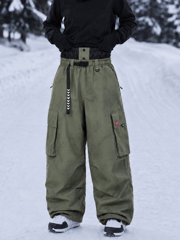 Damen-Street-Utility-Cargo-Schneehose im Baggy-Stil – Design mit mehreren Taschen und Gürtel
