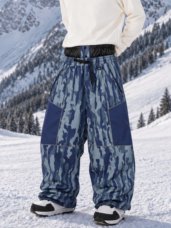 Pantalon de ski Wild Motion Super Baggy pour homme – Multi-poches, design à blocs de couleurs réfléchissants