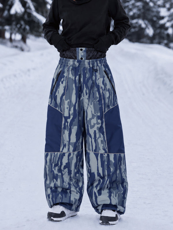 Wild Motion Super Baggy Schneehose für Damen – Reflektierendes Colorblock-Design mit mehreren Taschen