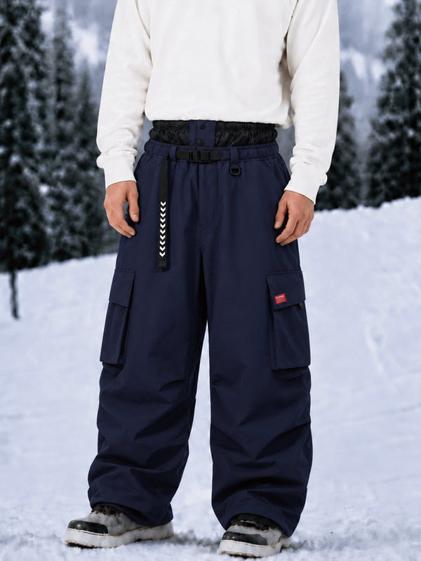 Pantalon de ski cargo ample et utilitaire pour homme – Modèle à ceinture de ville multipoches