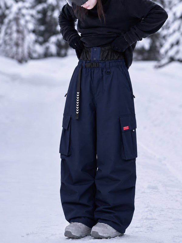 Damen-Street-Utility-Cargo-Schneehose im Baggy-Stil – Design mit mehreren Taschen und Gürtel