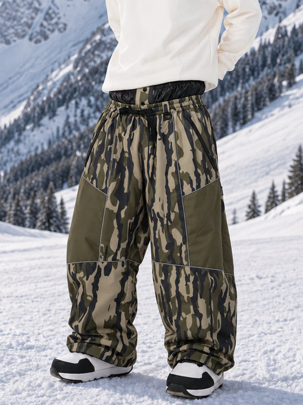 Pantalon de ski Wild Motion Super Baggy pour homme – Multi-poches, design à blocs de couleurs réfléchissants