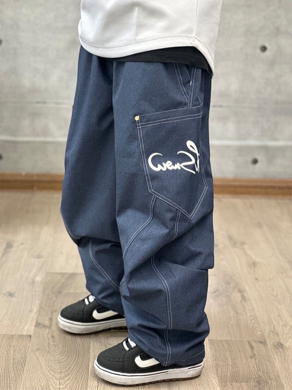John Snow Herren Winter Warme Wasserdichte Hüft-Snowboard-Jeans aus Denim