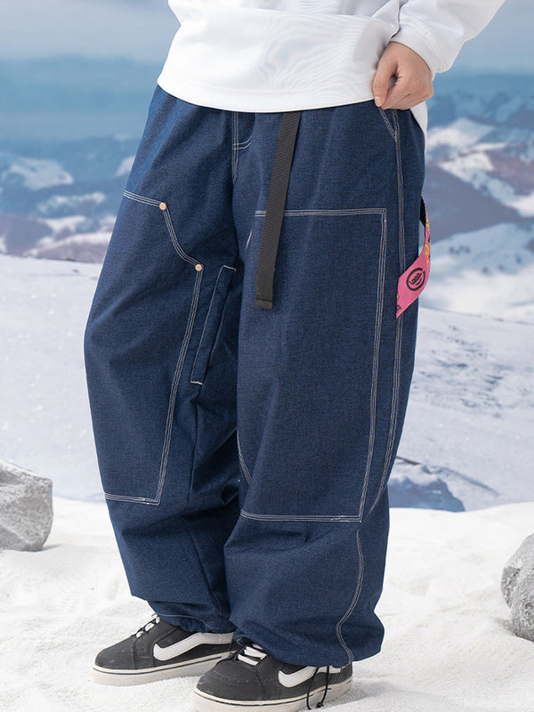 John Snow ChillTrack Oversize Baggy Snowboardhose für Damen, Cargo-Jeans aus Denim