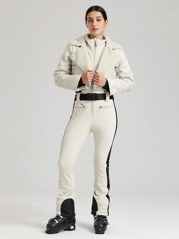 Glacier Vogue Ski-Overall für Damen & Kunstlederjacke mit Fleecekragen