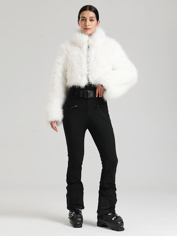 Gsou Snow Glacier Vogue Ski-Overall für Damen mit flauschigem Kunstpelz-Oberteil