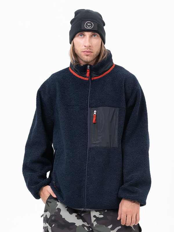 Herren-Fleecejacke aus Kunst-Sherpa-Fleece mit durchgehendem Reißverschluss für abenteuerliche Bergtouren