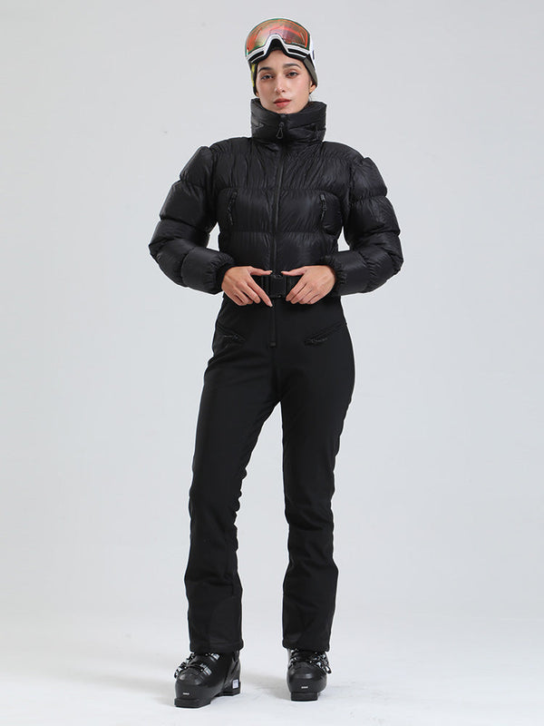 Alpine Luxe Daunen-Overall für Damen, Fleecegefüttert, Winter-Glamour-Ski-Overall