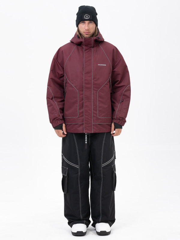 Men's Night Skiing Chill Reflective Snow Suit – Mountain Jacket & Streetstorm Baggy Pants Set