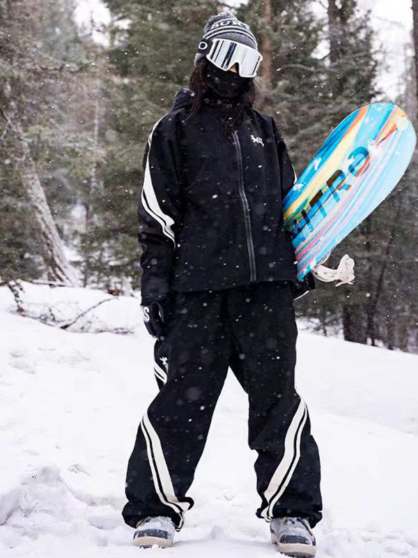 John Snow Freestyle Damen-Schneeanzug mit seitlichen Streifen, zweiteilig, locker geschnitten