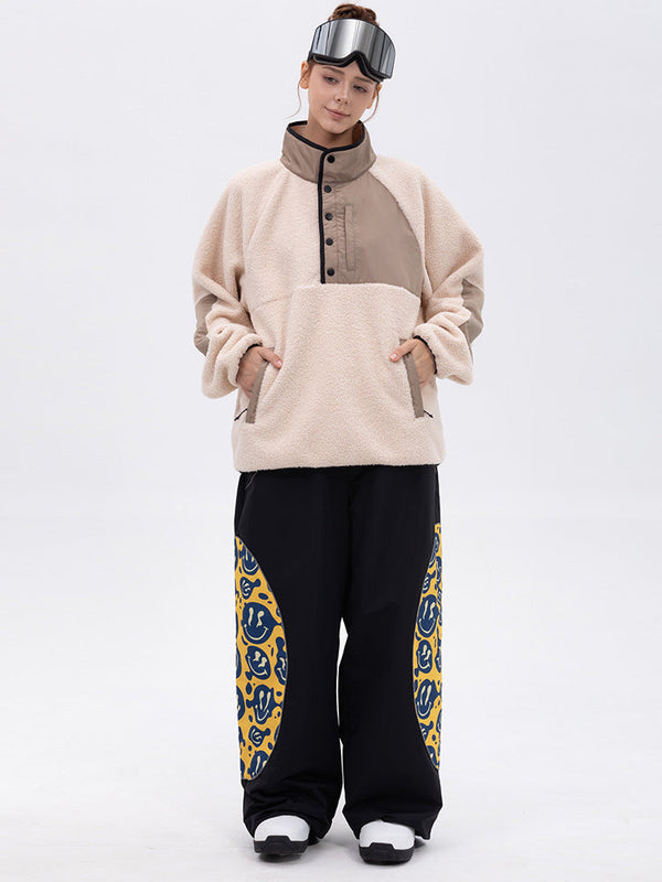Damen-Pullover aus Kunst-Sherpa-Fleece für die Berge & stylische reflektierende Cargo-Schneehose