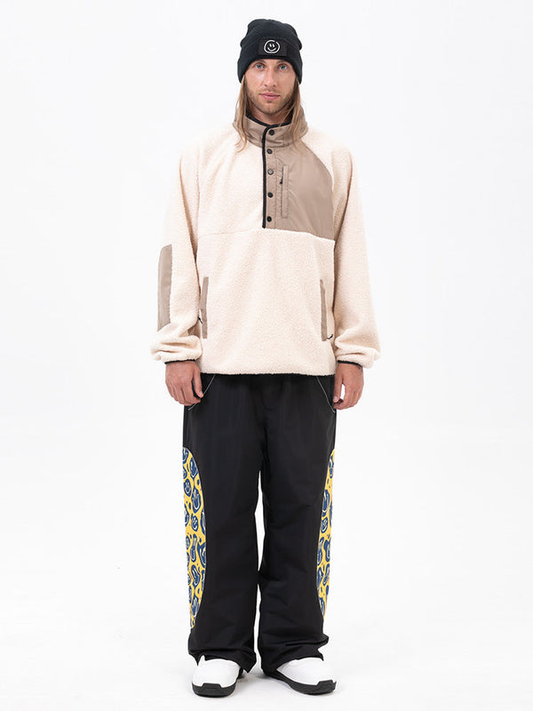 Herren-Pullover aus Kunst-Sherpa-Fleece für die Berge & stylische reflektierende Cargo-Schneehose