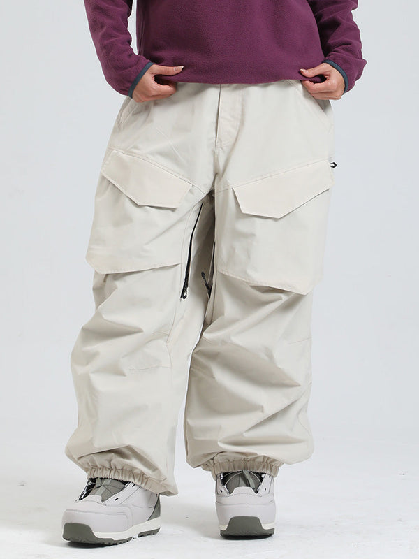 Gsou Snow Urban Slope Damen-Schneehose mit Knieflex-Cargotaschen und weitem Bein
