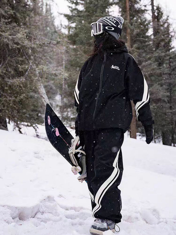 John Snow Freestyle Damen-Schneeanzug mit seitlichen Streifen, zweiteilig, locker geschnitten