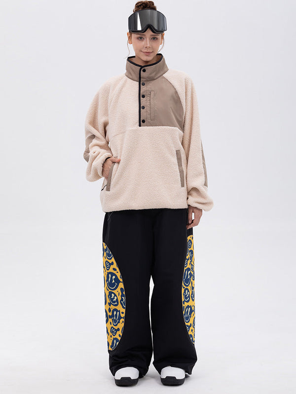 Women's Mountain-Ready Faux Sherpa Fleece Pullover & Swaggy Reflective Cargo Snow Pants