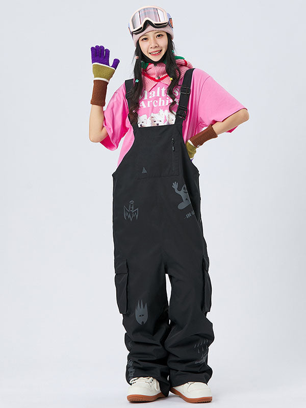 Nandn SnowSlope Baggy wasserdichte Snowboard-Latzhose für Herren