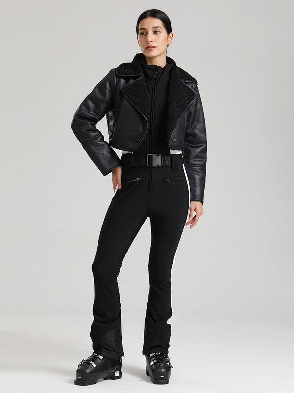 Glacier Vogue Ski-Overall für Damen & Kunstlederjacke mit Fleecekragen