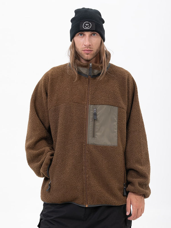 Herren-Fleecejacke aus Kunst-Sherpa-Fleece mit durchgehendem Reißverschluss für abenteuerliche Bergtouren