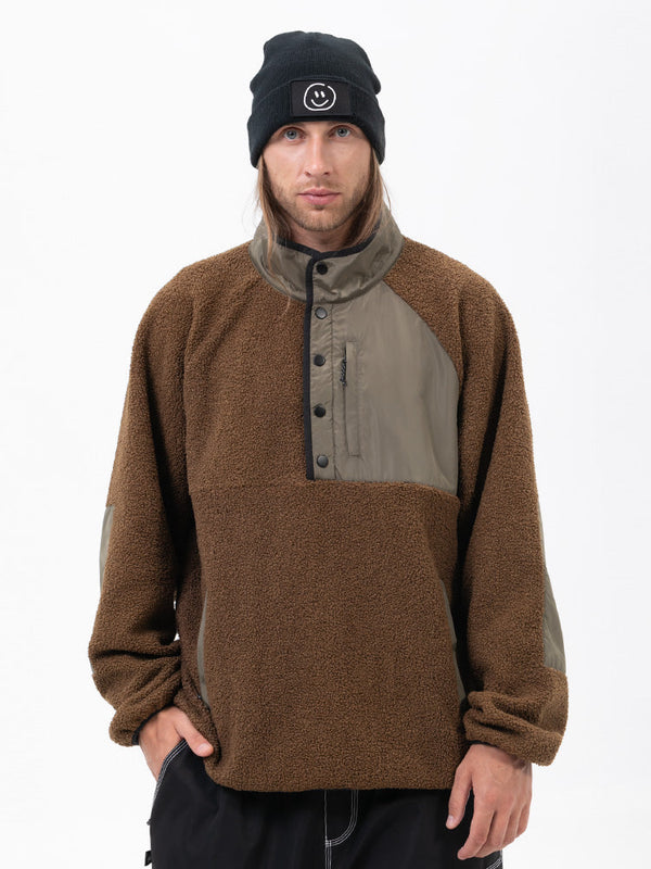 Herren-Abenteuerpullover aus Kunst-Sherpa-Fleece, warm und wetterfest für die Berge