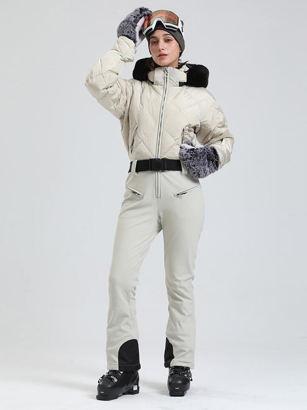 Arctic Vogue Damen-Daunenoverall mit Fleece-Futter im Berg-Chic-Stil