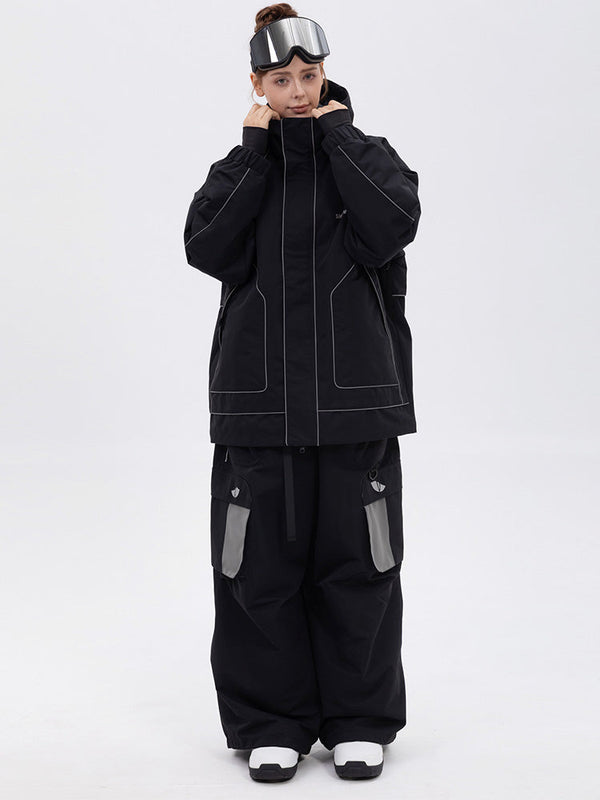 NightRide Chill reflektierender Damen-Schneeanzug – Set aus Bergjacke und Baggy-Cargohose