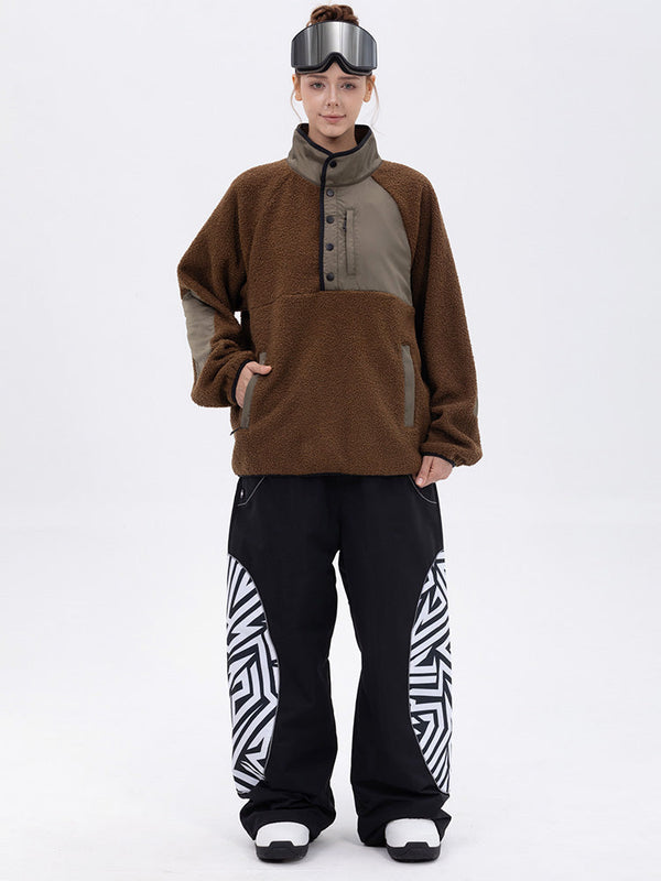 Damen-Pullover aus Kunst-Sherpa-Fleece für die Berge & stylische reflektierende Cargo-Schneehose