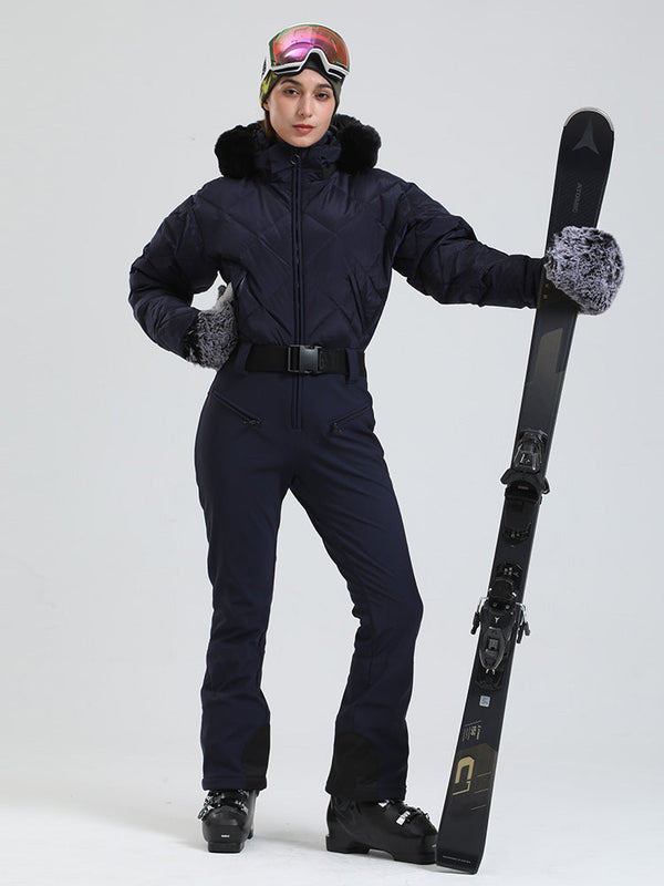 Arctic Vogue Damen-Daunenoverall mit Fleece-Futter im Berg-Chic-Stil