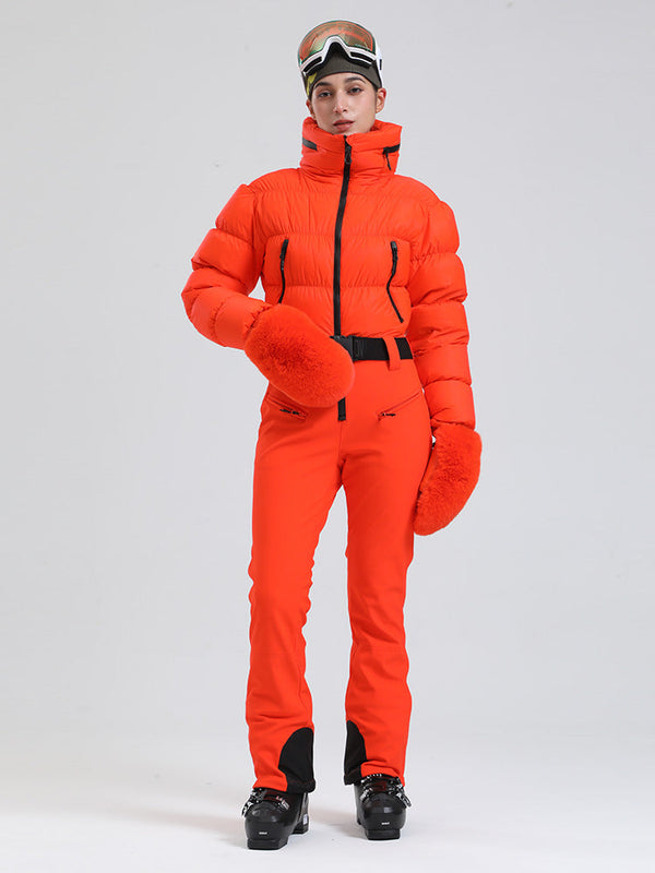 Alpine Luxe Daunen-Overall für Damen, Fleecegefüttert, Winter-Glamour-Ski-Overall