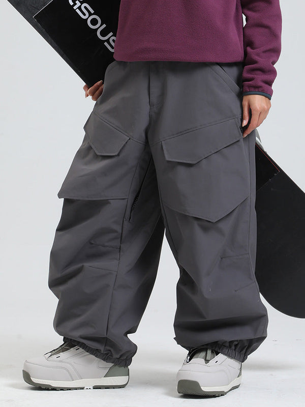 Gsou Snow Urban Slope Damen-Schneehose mit Knieflex-Cargotaschen und weitem Bein