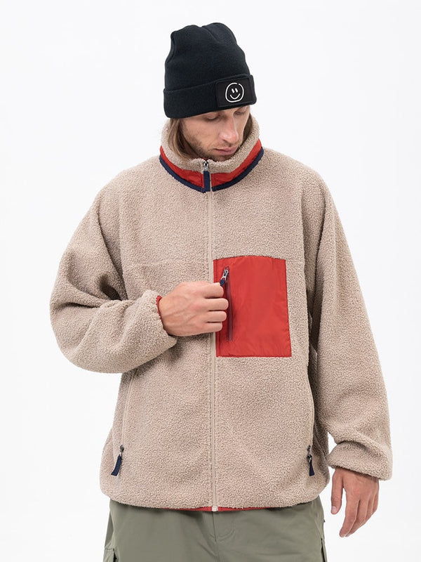 Herren-Fleecejacke aus Kunst-Sherpa-Fleece mit durchgehendem Reißverschluss für abenteuerliche Bergtouren