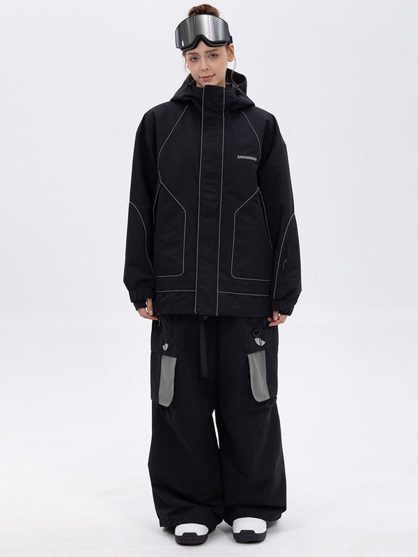 NightRide Chill reflektierender Damen-Schneeanzug – Set aus Bergjacke und Baggy-Cargohose