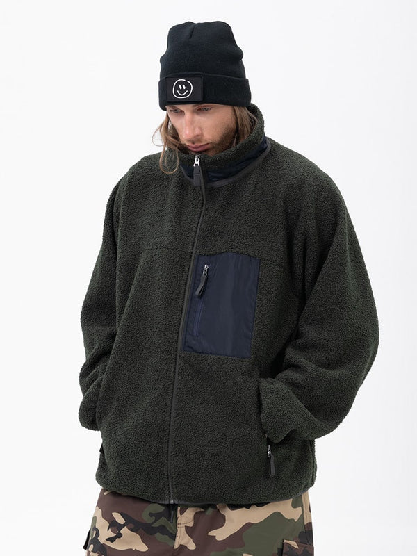 Herren-Fleecejacke aus Kunst-Sherpa-Fleece mit durchgehendem Reißverschluss für abenteuerliche Bergtouren