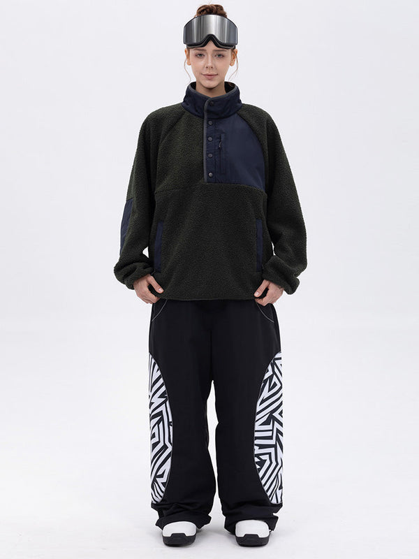 Women's Mountain-Ready Faux Sherpa Fleece Pullover & Swaggy Reflective Cargo Snow Pants