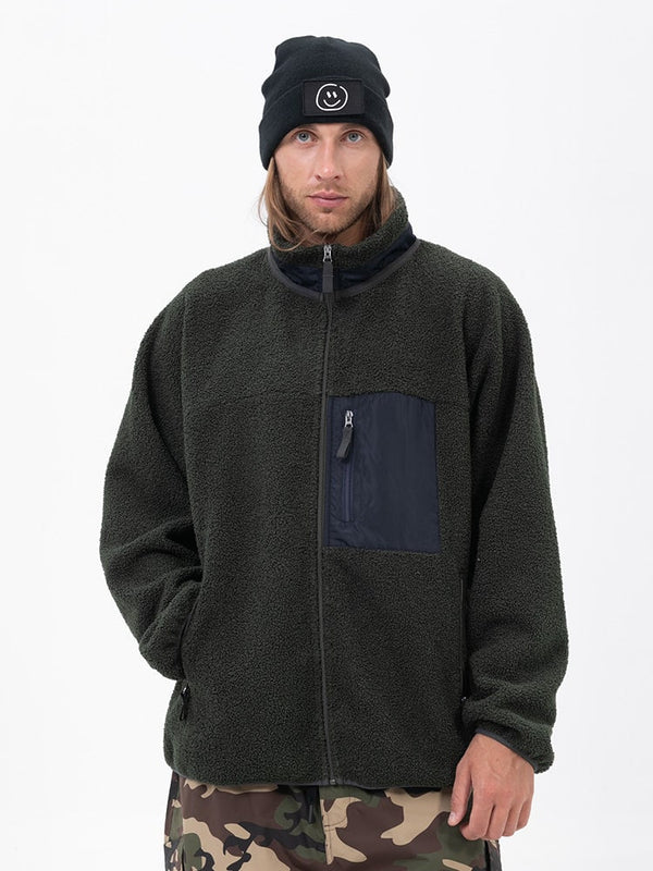 Herren-Fleecejacke aus Kunst-Sherpa-Fleece mit durchgehendem Reißverschluss für abenteuerliche Bergtouren