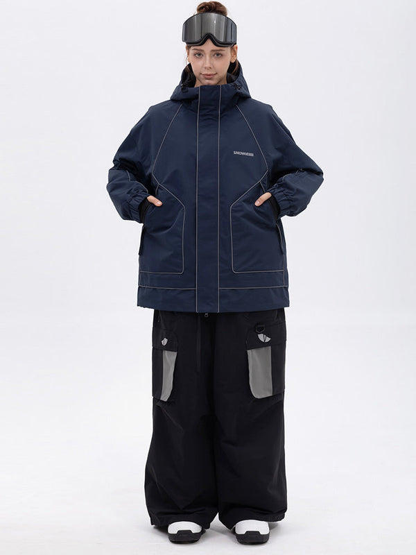 NightRide Chill reflektierender Damen-Schneeanzug – Set aus Bergjacke und Baggy-Cargohose